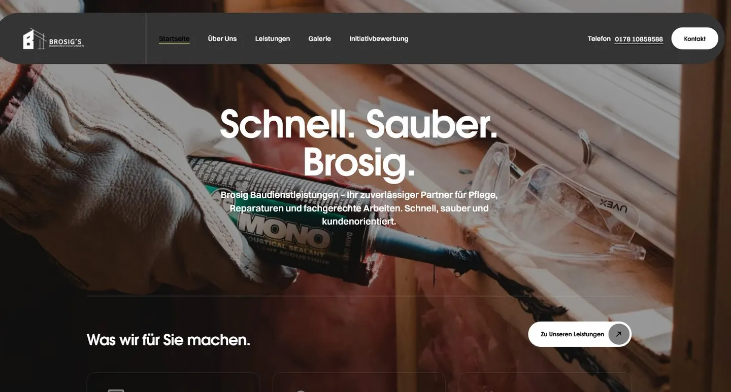 Screenshot of the website brosig-baudienstleistungen.de for Brosig Baudienstleistungen